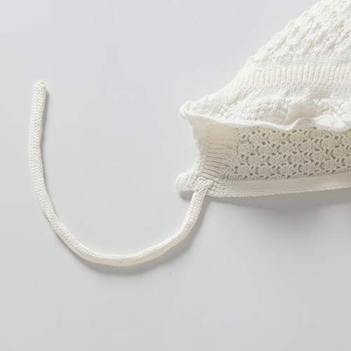 Vivobiniya Toddler Girl Lovely Flounce Knit Hats Baby Bonnets Newborn Baby Hats 0-8Y (As1, Age, 0_Month, 3_Months, White(Cotton)) #TOP2