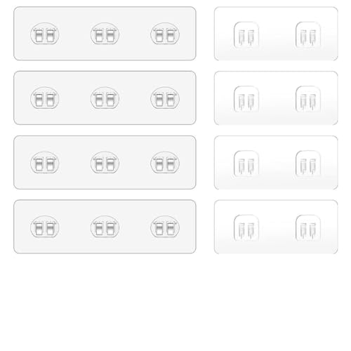 ZORVYN Lot de 14 Crochets Adhésifs Muraux pour Étagère de Douche Sans Perçage, Crochets Autocollants pour Salle de Bain, Transparent
