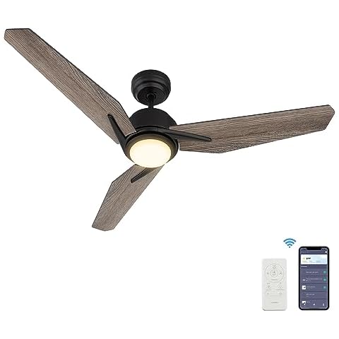 SMAAIR Smart Ceiling Fan with Light, Indoor/Outdoor Ceiling Fan, Compatible with DC Motor,10-speed,8 Hours Timer, Works with Remote Control/Alexa/Google Home/Siri,Schedule 48", Light Wooden Cover
