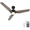SMAAIR Smart Ceiling Fan with Light, Indoor/Outdoor Ceiling Fan, Compatible with DC Motor,10-speed,8 Hours Timer, Works with Remote Control/Alexa/Google Home/Siri,Schedule 48, Light Wooden