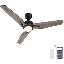 SMAAIR Smart Ceiling Fan with Light, Indoor/Outdoor Ceiling Fan, Compatible with DC Motor,10-speed,8 Hours Timer, Works with Remote Control/Alexa/Google Home/Siri,Schedule 48", Light Wooden