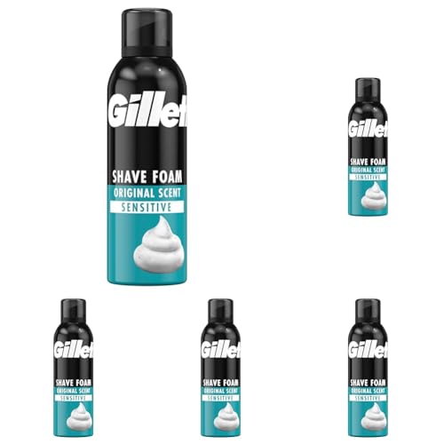 Gillette Classic Bartpflege Rasierschaum Männer (200 ml), Geschenk für Männer (Packung mit 5)