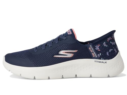 Skechers Women's Go Walk Flex Eva Hands Free Slip-Ins Sneaker, Navy/Pink, 9