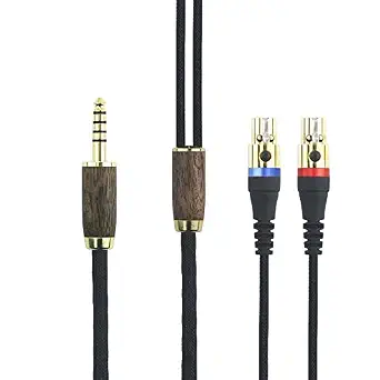 NewFantasia 4.4mm Balanced Audio Cable for Audeze LCD Headphones, 6.6ft Walnut Wood Shell