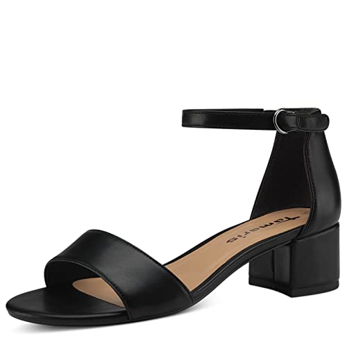 Tamaris Damen Sandaletten, Frauen Sandalen,Freizeitschuhe,offene Schuhe,Riemchensandalen,elegant,Leichter Absatz,Black MATT,39 EU