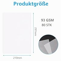 OSDUE 80 Blatt Transparentpapier, 93g DIN A4 Pauspapier weiß & Bedruckbar Tracing Paper, Bastelpapier Laternenpapier Transparent für Skizzieren, DIY-Karten, Verpacken, Zeichnen (210 * 297mm) – Ansicht 2