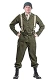 Deluxe WW2 Soldier Costume for Adults Small Green