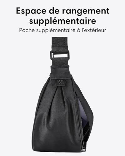 LARKSON Sac Bandoulière Femme Noir - Solveig Small - Sac a Main Tendance pour Voyage, Shopping, Quotidiens - Sac Banane Tissu - Petit Sacoche Demi Lune - Imperméable – vue 6