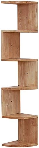 GUOWEI Floating Wall-Mounted Shelf Corner Storage Display Organizers Bedroom Wooden Modern, 2 Colors 6 Sizes (Color : Wood Color, Size : Height -120 cm)