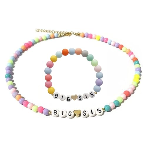 Image of Fuqimanman2020 Big Sister Bracelet Colorful Little Sister Bracelet Letter Beads Bracelet for Sister Jewelry Gift