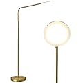 O’Bright Moon - Dimmable LED Floor Lamp, Adjustable Color Temperature for Bedside Reading, Work Light, Art/Crafting Light, Sewing, 360° Flexible Gooseneck, Rotatable Lighting, Antique Brass