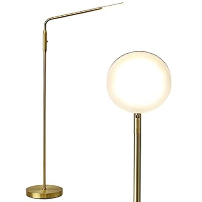 O’Bright Moon - Dimmable LED Floor Lamp, Adjustable Color Temperature for Bedside Reading, Work Light, Art/Crafting Light, Sewing, 360° Flexible Gooseneck, Rotatable Lighting, Antique Brass