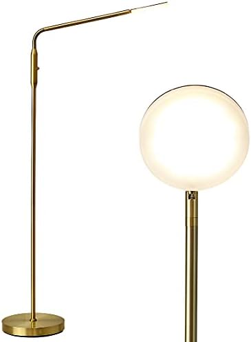 O’Bright Moon - Dimmable LED Floor Lamp, Adjustable Color Temperature for Bedside Reading, Work Light, Art/Crafting Light, Sewing, Ultra Flexible Gooseneck, Rotatable Lighting, Antique Brass (Gold)
