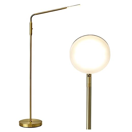 O’Bright Moon - Dimmable LED Floor Lamp, Adjustable Color Temperature for Bedside Reading, Work Light, Art/Crafting Light, Sewing, Ultra Flexible Gooseneck, Rotatable Lighting, Antique Brass (Gold)