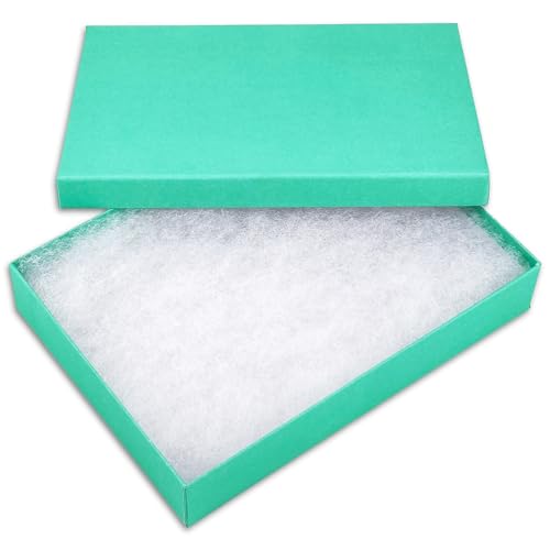 TheDisplayGuys teal 100-pack cotton-filled jewelry boxes (7.1" x 5.2" x 1.3")
