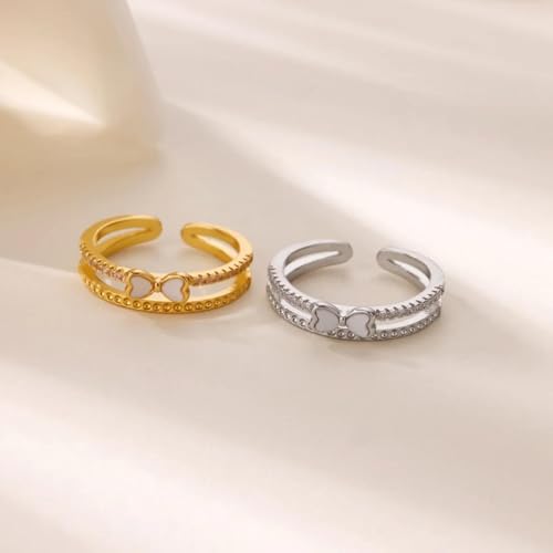 Bague sweet zircon double cœur pour femmes et hommes