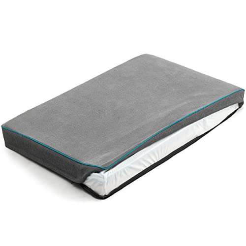 Lesure Dog Bed Cover Flannel - Small Dog Bed Washable Removable Cover, Plush Fleece Replacement Cover For Orthopedic Pet Mad Beds, 24X18X3 Inches Grey #TOP1