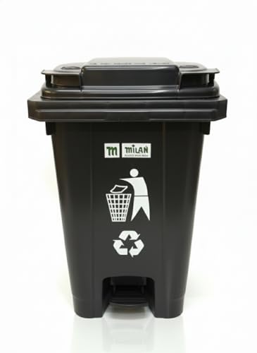 Image of Milan Plastic Garbage Waste Dustbin with Step-On Pedal 65 Ltr Black