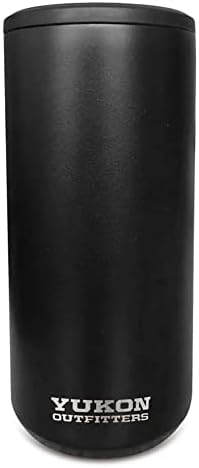 Yukon Outfitters Outdoor Active Sport Stainless Steel Beverage Double Wall Vacuum Insulated Powder Finish Slim Can Cooler, Black