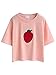 PERSUN Womens Summer Cute Pink Strawberry Embroidery Basic Short Sleeve T-Shirt