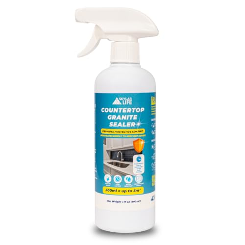 Skylarlife Countertop Granite Sealer - Penetrating Water Based Stone Sealer Spray, No Haze Invisible Protection - Marble, Quartz, Limestone, Travertine - Kitchen, Bath, Indoor Outdoor - 17 fl oz