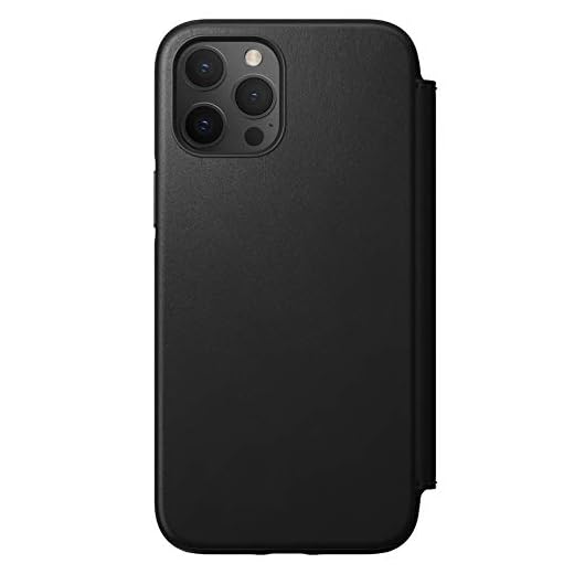 Nomad Rugged Folio Wallet Phone Case for iPhone 12 Pro Max - MagSafe Compatible, 10ft. Drop Protection, Horween Leather - Black