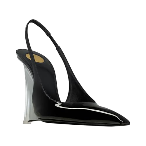 Vertundy Women's Slingback Heels Transparent Wedge Heel Pointed Toe Heels Strap Party Wedding Pumps