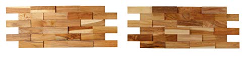 Bare Decor EZ-Wall Brick 3D Pattern Tile in Solid Teak Wood Natural Finish, Set of 10 by Bare Decor - Used condition - Image 2