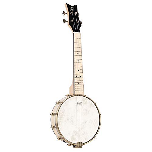 Ortega Guitars, 4-String Banjolele Series Left-Handed Acoustic-Electric Banjo-Ukulele W/Bag, Black, Voll (Oubje90-Ma-L) #TOP29