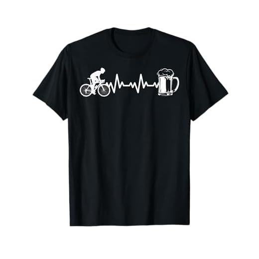 Regalos para ciclistas amantes de la cerveza Bicicleta Cerveza y latidos del corazón Camiseta de tirantes Unisex Adulto Negra Manga corta Pequeño
