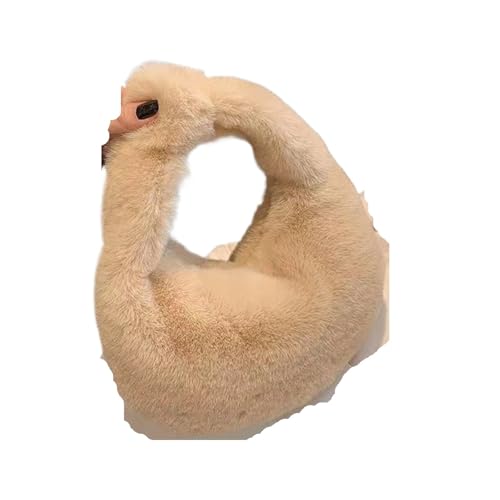 MZYFDC Bolso Pelo Bolso de mano tipo dumpling felpa color liso, estilo sencillo y diseño exclusivo, piel sintética. tote pequeño hobo for mujer(Khaki)