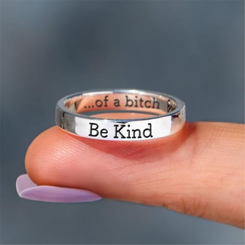 Be Kind Ring, Be Kind of a Bitch Ring Be Kind... Of A Bitch Ring Stainless Steel Engraved Band Friendship Ring Inspirational Motivational Funny Ring Jewelry Gift for Sorority Sisters Friends Anniversary Birthday3