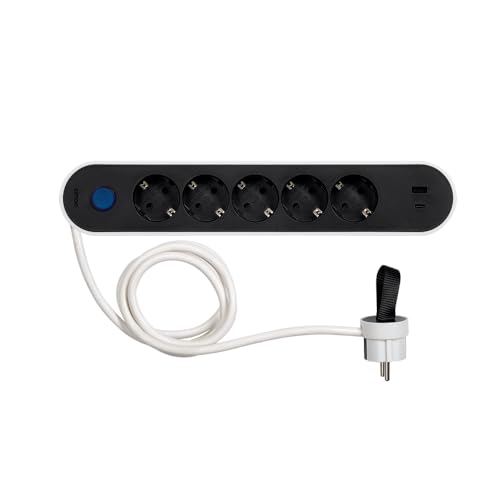 Regleta enchufe plano con interruptor y sistema ordenacables