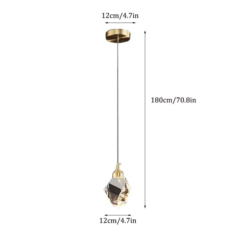 Nowoczesna prosta sypialnia wisząca lampa 4,7 cala kryształowy abażur przezroczysty romb lampa wisząca LED ciepłe światło lampka nocna lampa wisząca do przedpokoju do nauki