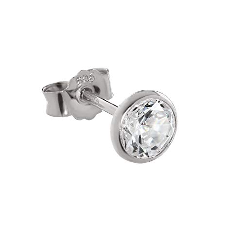 NKlaus EINZEL 5,3mm Ohrstecker Weißgold 585 Gold Ohrring 14 Karat Kristall Zirkonia weiß 2076