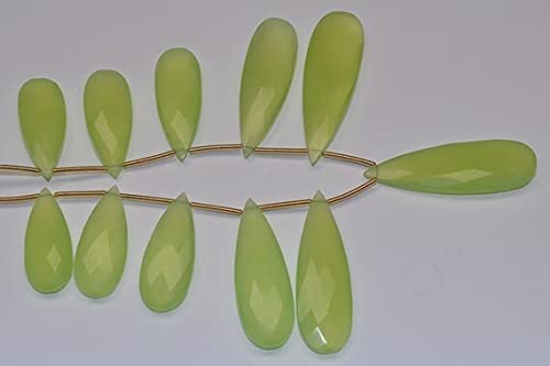 Prehnite vert perroquet briolette facettée haut de gamme pour création de bijoux uniques