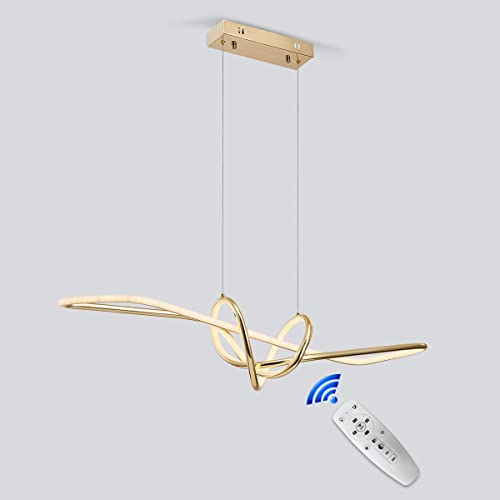 Suspendu LED moderne argenté de 34 pouces avec télécommande pour îlot de cuisine