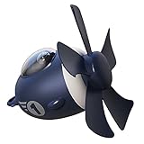 Ventilador de techo pequeño ventilador en la cama en la habitación de los niños con forma de avión de dibujos animados USB con luz nocturna de regalo (color: azul, tamaño: 180 x 180 x 152,5 mm)