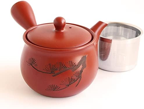 Kyusu Teapot Red Tokoname yaki -Made in Japan -340ml/11.4fl oz capacity | Japanese Tea KIMIKURA (Removable fine mesh filter　)