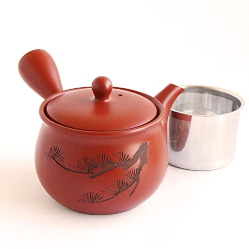 Kyusu Teapot Red Tokoname Yaki -Made In Japan -340Ml/11.4Fl Oz Capacity | Japanese Tea Kimikura (Removable Fine Mesh Filter　) #TOP1