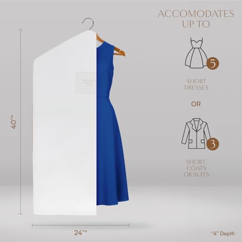 Hayden Hill Luxury Organic Cotton Garment Storage Bag - Short 40 Inch - Breathable Hanging Clothes Bag for Short Dresses, Jackets & Suit Bags for Closet Storage - Certified Carbon Neutral2