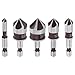 5PCS Countersink Drill Bit Set, Premium HSS Countersink Drill Bit with 82-Degree, 5 Flutes 1/4 Inch Quick-Change Hex Shank, 1/4 Inch to 3/4 Inch Size, Counter Sink Drill Bits for Wood, Metal, Plastic