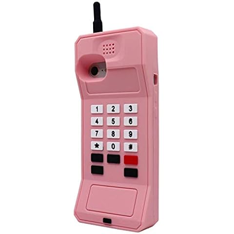 Cute Retro Classic Cellular Phone Shaped Case for iPhone SE 2022/iPhone SE 2020/iPhone 6/iPhone 6S/iPhone 7/iPhone 8(4.7''), Soft Silicone 3D Cartoon Cover,Girls Rubber Protector (Pink) Cover
