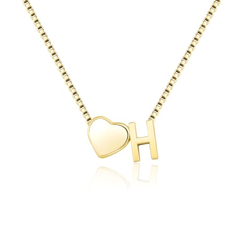 BAYLAY Initial Necklaces for Women - 18K Gold Plated Letter H Initial Necklace Heart Necklace Tiny Gold Initial Necklaces for Women Gold Jewelry Gifts for Teen Girls