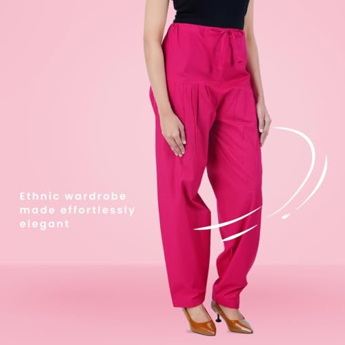 Image of Happy Bunny Salwar Pant - Modern Style Pure Cotton for Women - Ethnic Semi Patiala Trouser - Office,Home - All Day Comfort Wear with Drawstring
