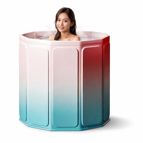 Image of DOCAT Portable Bathtub for Adults, PVC Leakproof Bath Tub with Cover & Drain Pipe, Ice BathTub for Cold Water Therapy, Maintains Hot & Cold Water Thickened Insulated Ice Bath Tub for Adults