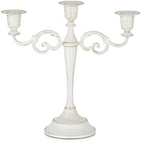 Sziqiqi Portavelas Candelabro 3 Brazos, Blanco Candelabro