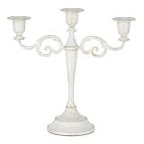 Sziqiqi Kerzenständer Kerzenhalter für Stabkerzen für Hochzeit, Vintage Weiß Kandelaber Kerzenhalter 3-Armig Kerzenleuchter für Kegelkerzen für Hochzeit Tisch Mittelstücke Party Mantel Dekor