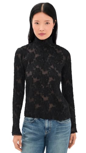 Ganni Women's Pleated Fil Coupe Turtleneck, Black, 10-12