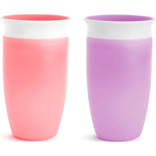 Munchkin Miracle 360 Spill-Proof Sippy Cups, 10 Oz, Pink/Purple, 2 Pack
